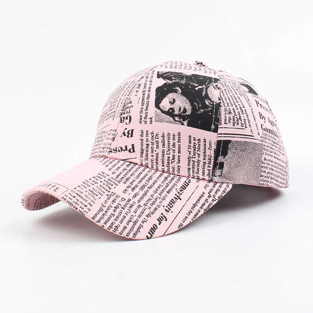 New Arrival Newspaper Pattern Baseball Cap Men Women Trendy Summer Sports Sun Visor Hat Hip Hop Retro Snapback Gorras EP0105 (10)