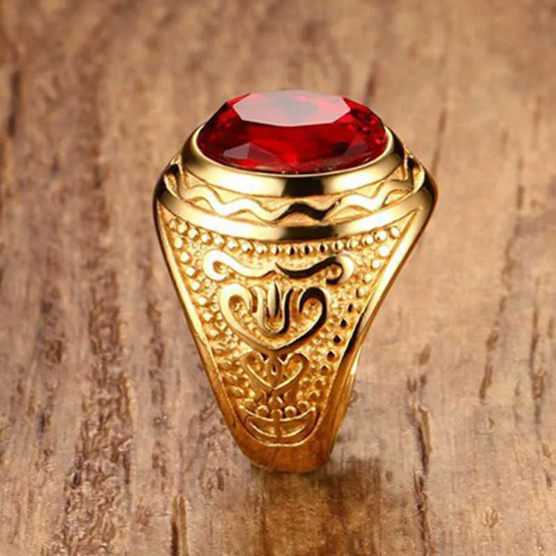 【きれいめファッション51選】上品さと清潔感をキープし Stainless Color Gold Rhinestone Round Mens Steel Ruby Mens アクセサリー