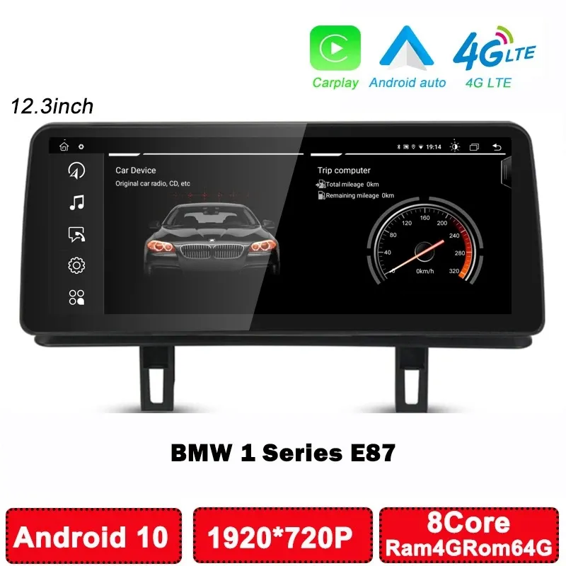 12.3 pouces Android voiture lecteur multimédia Radio pour BMW série 1 E81 E82 E87 E88 SIM Carplay IPS écran tactile GPS Navi stéréo