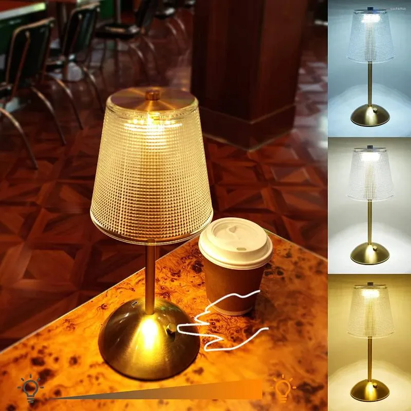 Lâmpadas de mesa Retro Lamp Crystal Lamp Touch Mushroom Desk Recarregável sem fio Night Light Coffee Bar El Bedroom Decoração