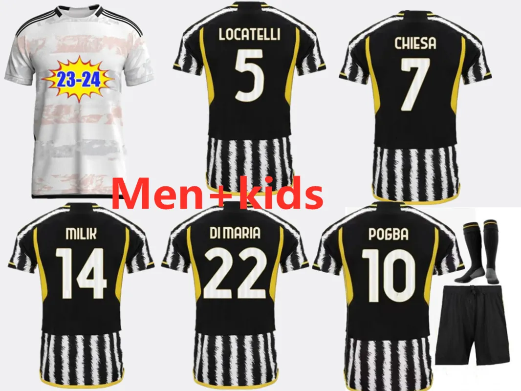 New 23 24 Maglia da calcio JUVE POGBA DI MARIA PIRLO CHIESA CHIELLINI ZIDANE 2023 2024 Maglia da uomo per bambini Kit da calcio uniforme