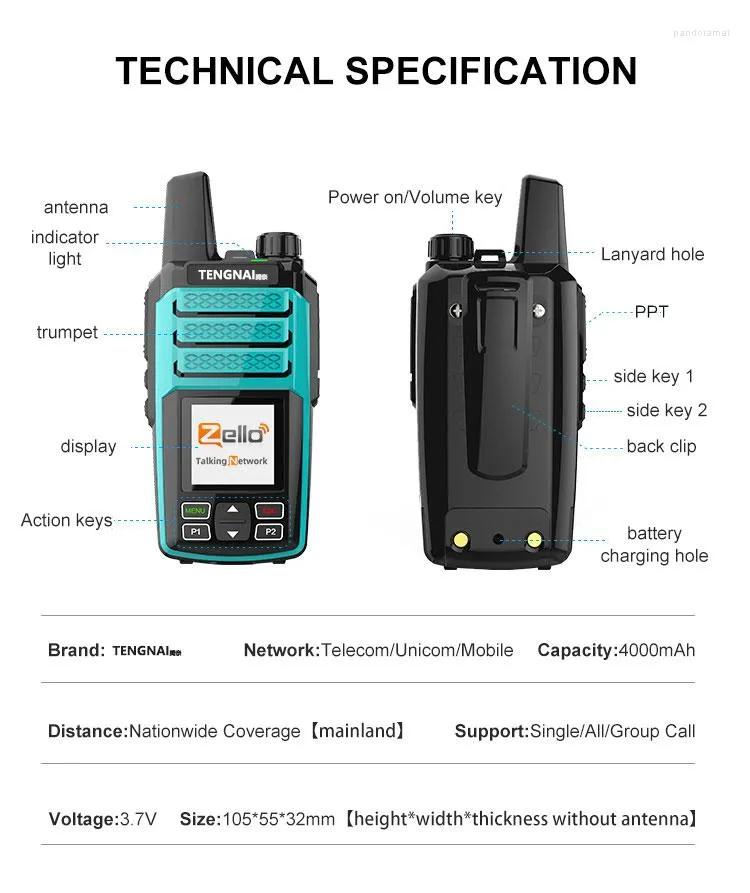 Walkie Talkie 4Gwalkie-Talkie Zello SIM CARD 4 G Rádio Nacional Walkie-talkies High Power Super Distância 100 km