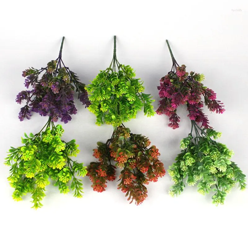 Fleurs décoratives Décoration extérieure artificielle Anti-ultraviolet Non-fading Milan Herbe Plantes en plastique Jardin Porche Fenêtres Kit