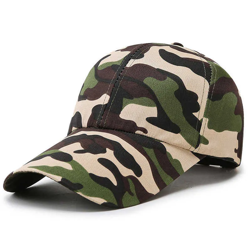 Top Caps Kamuflaj Erkek Kadın Beyzbol Kapağı Açık Hava Dolap Uzun Visor Snapback Hip Hop Ordusu Orman Tırmanma Güneş Hat Gorras EP0291 AA220517