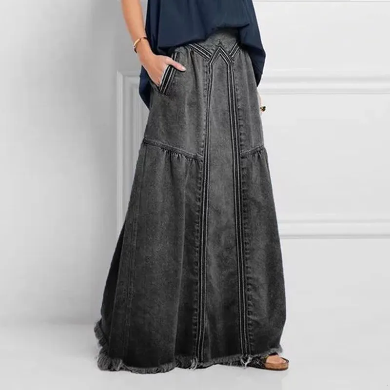 Skirts TEELYNN Oversize Bohemian Denim Maxi Skirts For Women Cotton Loose Summer Falda Lady 5XL Boho Vintage Long Jean Skirt 230516 From 22 25 DHgate