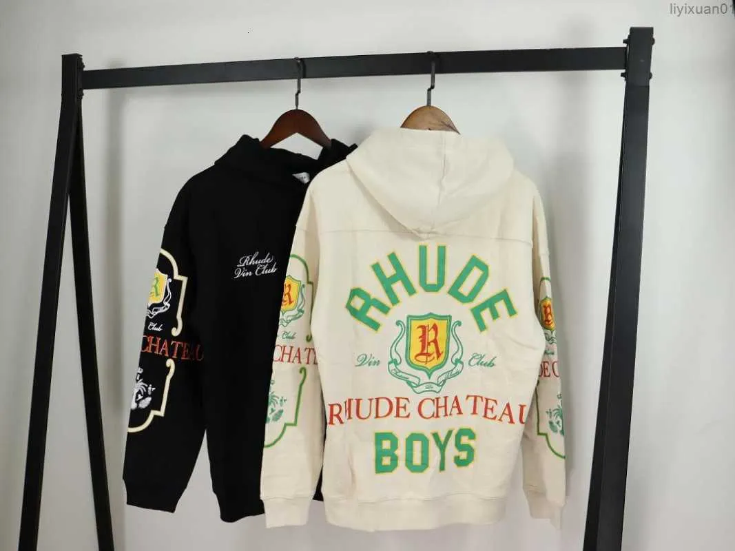 メンズカジュアルルーズフーディースタイルのトレンドファッション23SS大きなレタープリントrhudeスウェットシャツ男性女性サイズUE 100秋冬ヒッピー服QG00