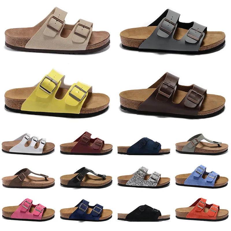 2023 grossist badrum randiga avslappnade skor för komfortsvaror tofflor Birke Lightgreen Men Kvinnor Flip Flops Platform Filt Sliders Buckle Strap Trapers