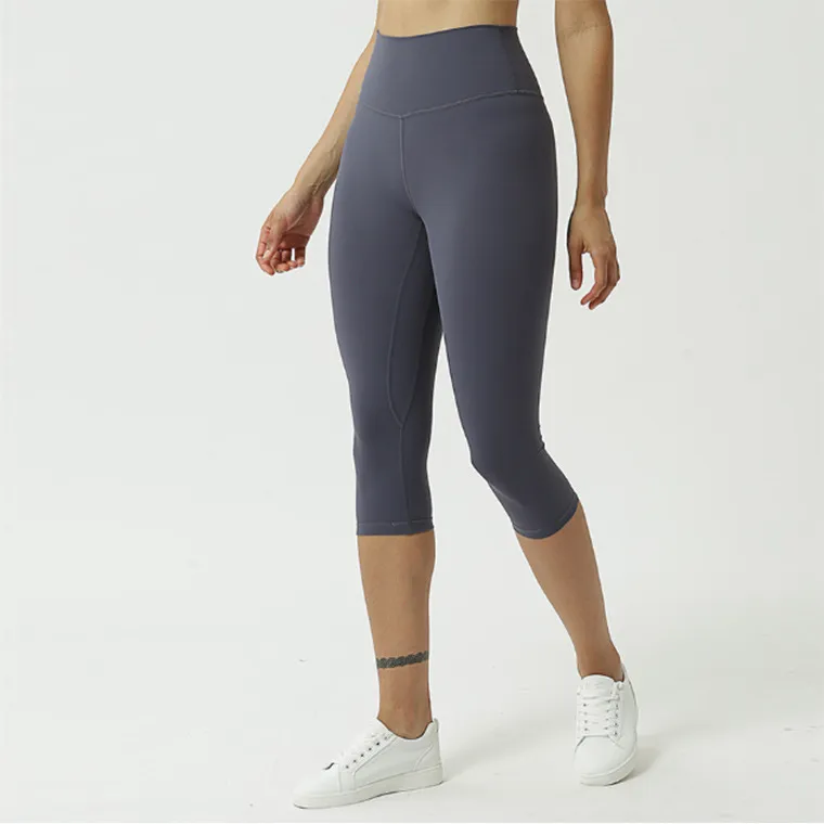 Lu Damen-Yoga-Leggings Align Fiess, kurze Hose, weiche hohe Taille, Capri-Hip-Lift, elastische, lässige Jogginghose M1902