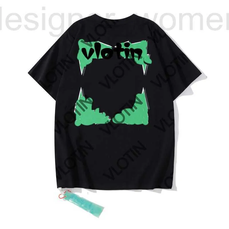 T-shirts pour hommes Designer New Men Fashion Tops Sports Tshirt Summer Offs White t Shirts Luxury Cotton Loose Casual Short Sleeves Peinture à l'huile Black Back Print Arrow