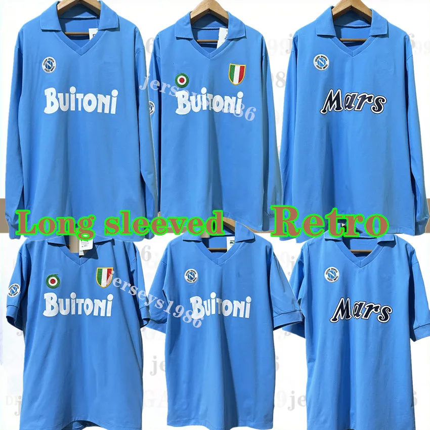 Długie rękawie Napoli piłka nożna 86 87 88 89 90 91 93 Retro koszulki Maradona 1986 1987 1988 1989 1990 1991 1993 Neapol Football Shirts