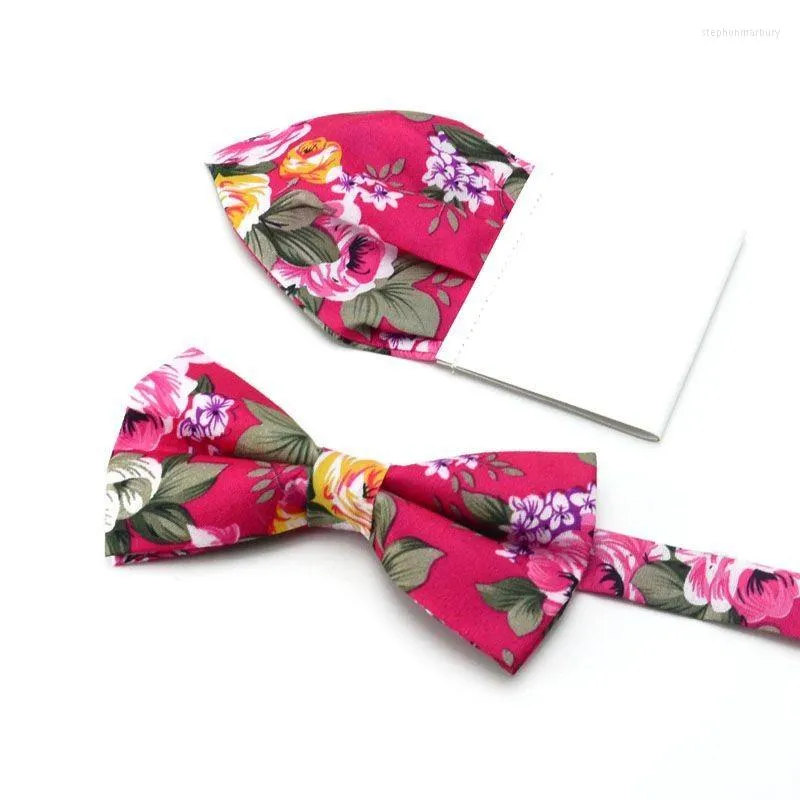 Bow Ties Cotton Tie Set Floral Insert Paper Pocket Square Hanky Classic Butterfly Handkerchief Bowknot Wedding Handki Accessory