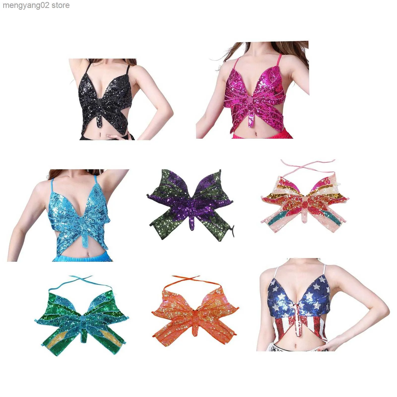 Glittering Reversible Sequin Butterfly Crop Top For Women Perfect