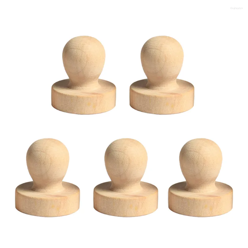 Storage Bottles 5pcs Diy Wood Stamp Drawer Knobs Unfinished Cabinet Mushroom Shapeed Wooden Handle For Crafts 3.