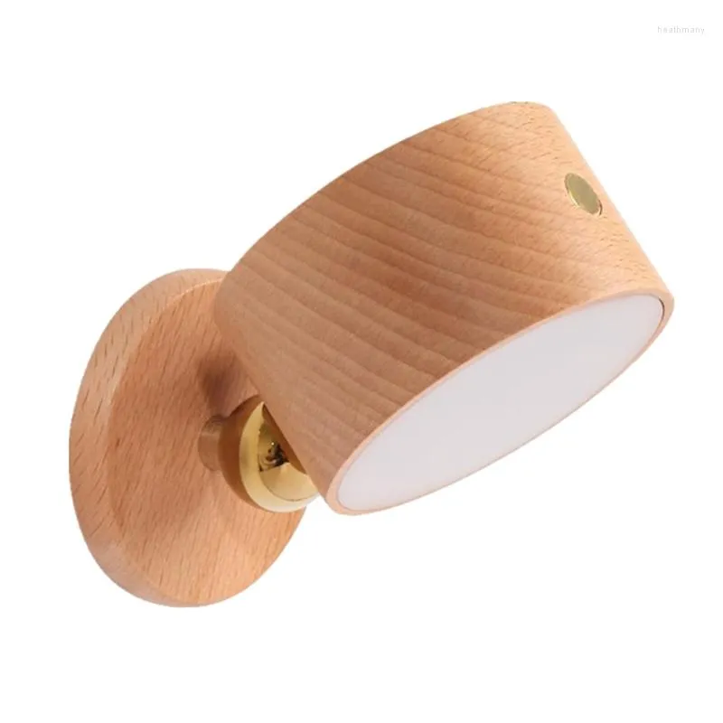 Veilleuses Lampe de lecture en bois 3 niveaux de luminosité Rechargeable Boule rotative à 360 ° Réglable Contrôle tactile Chevet