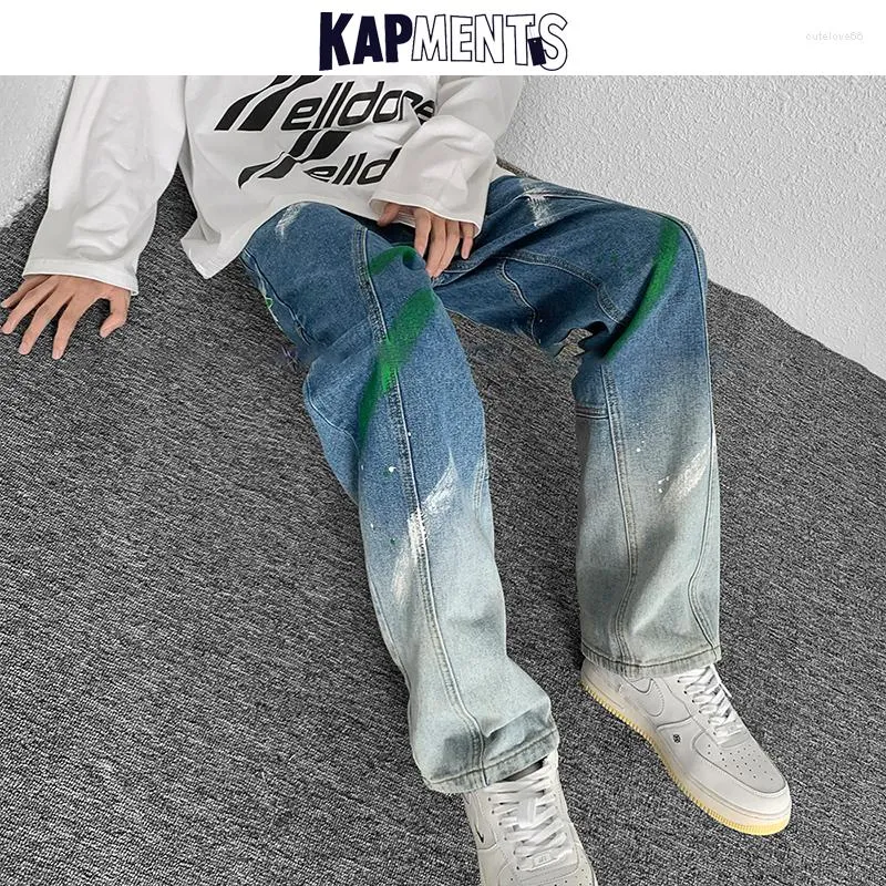 Männer Jeans Kapments Männer Patchwork Harajuku Baggy Hosen 2023 Herren Y2k Koreanische Mode Denim Hosen Mann Tie Dye Streetwear