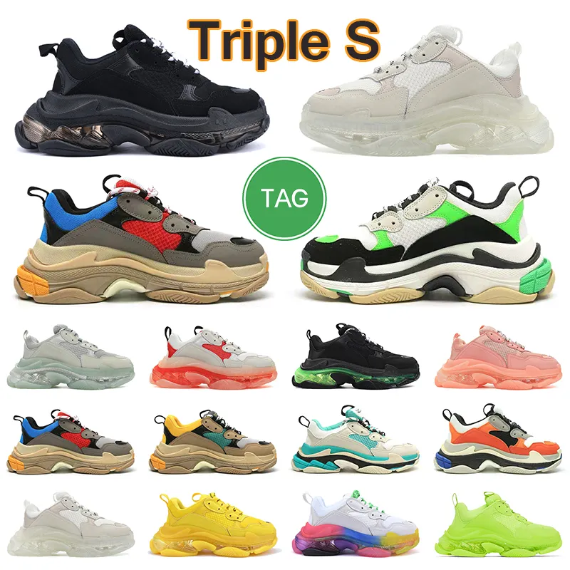 Triple S Clear Bubble Midsole Men Women Casual Shoes Multicolor