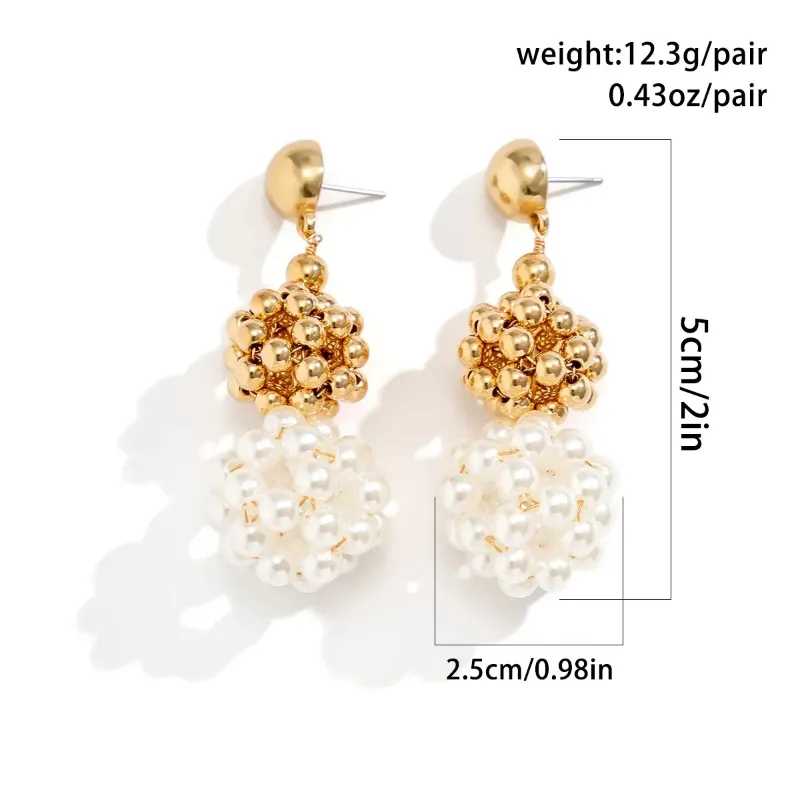 Dangle Lustre Mode CCB Perles Boucles D'oreilles pour Femme Femmes Bijoux Boule Ronde Imitation Perle Pendentif Dangle Boucles D'oreilles Cadeaux De Fête