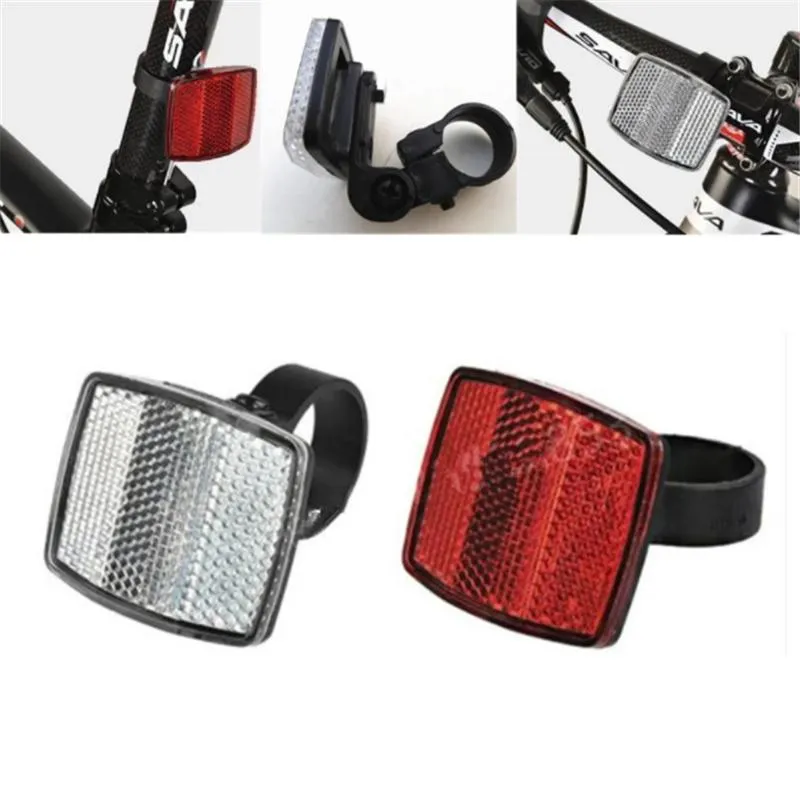 Luzes de bicicleta 1pcs Montar o refletor seguro refletor de bicicleta dianteiro Aviso traseiro Refletores de ciclismo fornecimento de acessórios