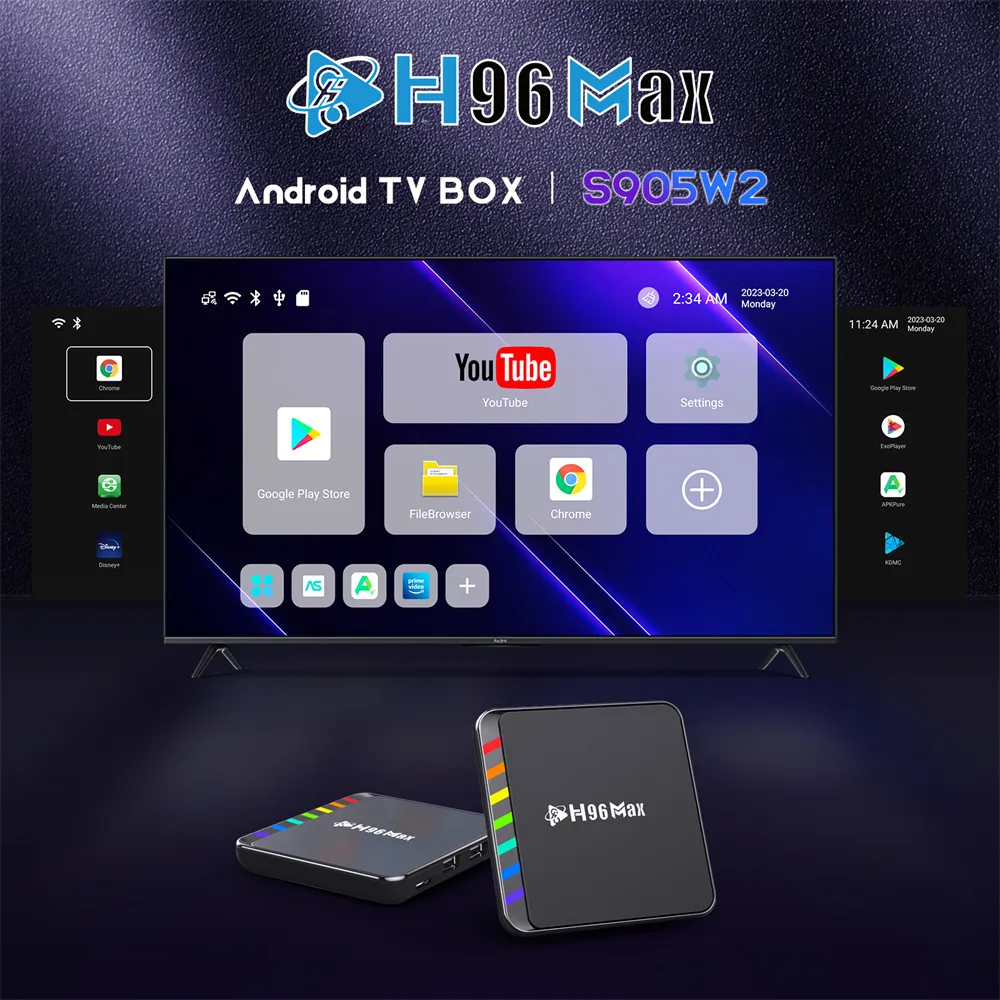 H96 Max W2 TV Box Android 11 4G 64GB 32GB 4K WiFi6 BT5.0 Media.