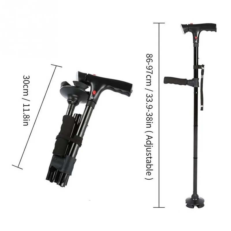 Folding Walking Stick With Strap Ergonomic Handle Balanced Foldable - View #6