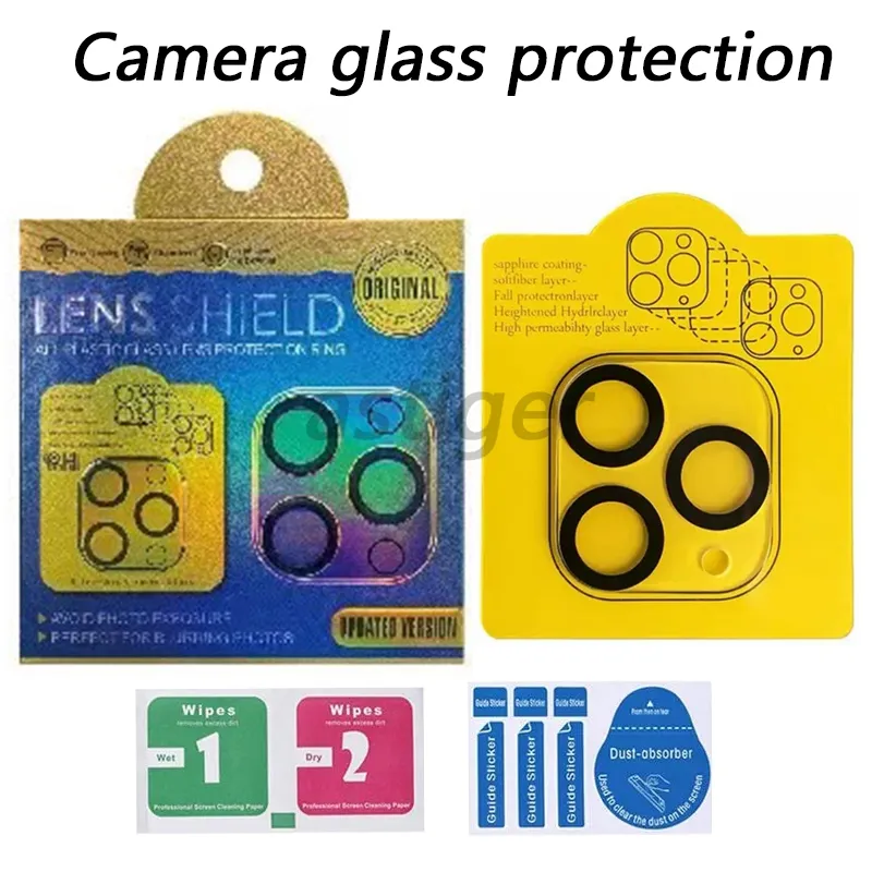 3D Full Cover HD Clear Lens Protector per iPhone 15 14 13 12 11 Mini Pro Max Plus Pellicola protettiva per fotocamera con Flash Circle Vetro temperato con scatola al dettaglio