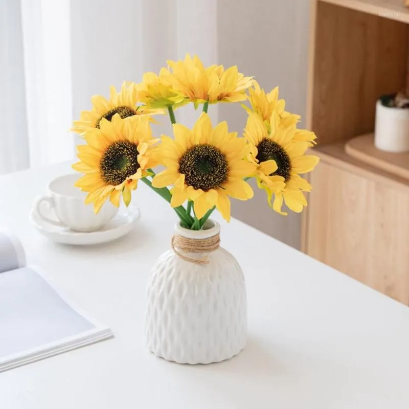 Fiori Decorativi Girasole Artificiale 11 Cm Gerbera Di Seta Di Vaso Domestico Festa Di Natale Bouquet Da Sposa Giardino All'aperto Decorazione Bonsai