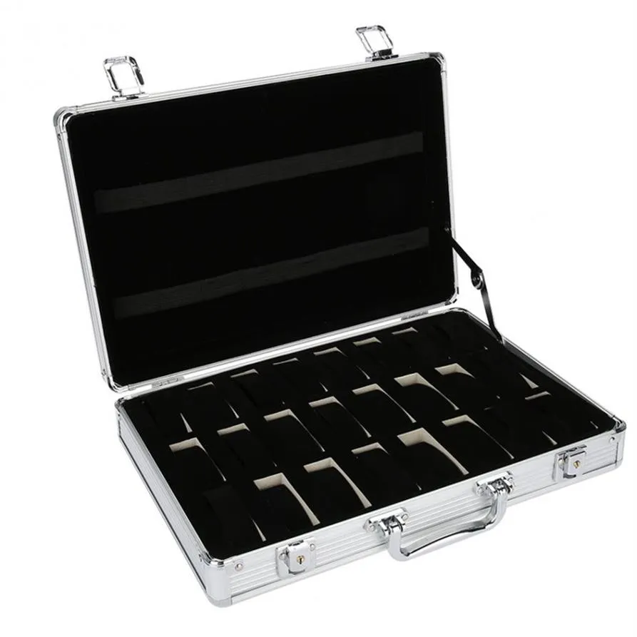 24 Grid aluminium walizki wyświetlacza skrzynia pamięci magazynowej obserwacyjna skrzynka magazynowa obudowa zegarka zegarowy