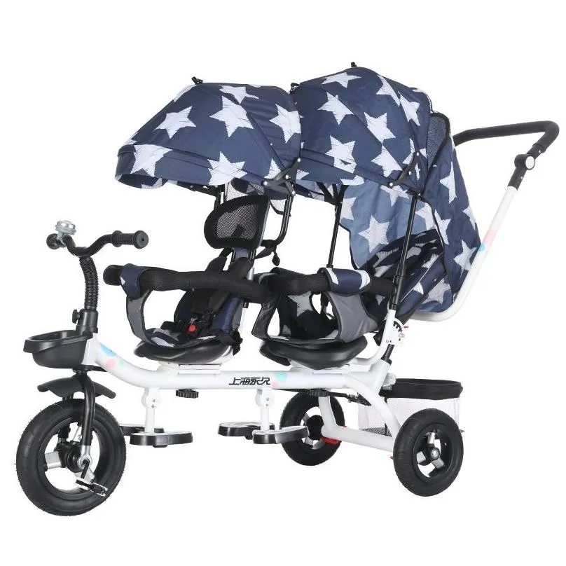 multifunction baby twin trolley three wheel stroller double tricycle trolley rotating swivel seat pushchair buggies7663380