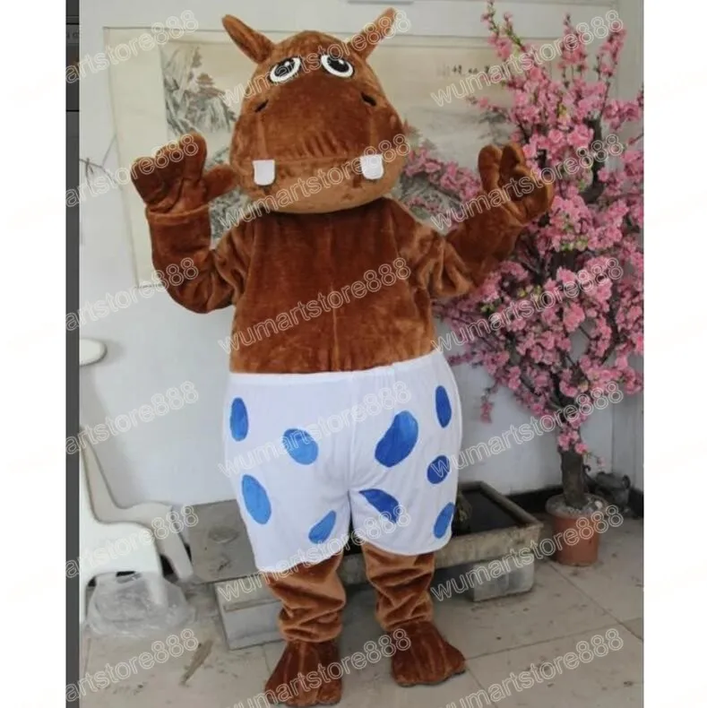 Halloween Brown Hippo Mascot Costume Carnival unisex volwassenen outfit volwassenen maat Xmas verjaardagsfeestje buitenkleden kostuum rekwisieten