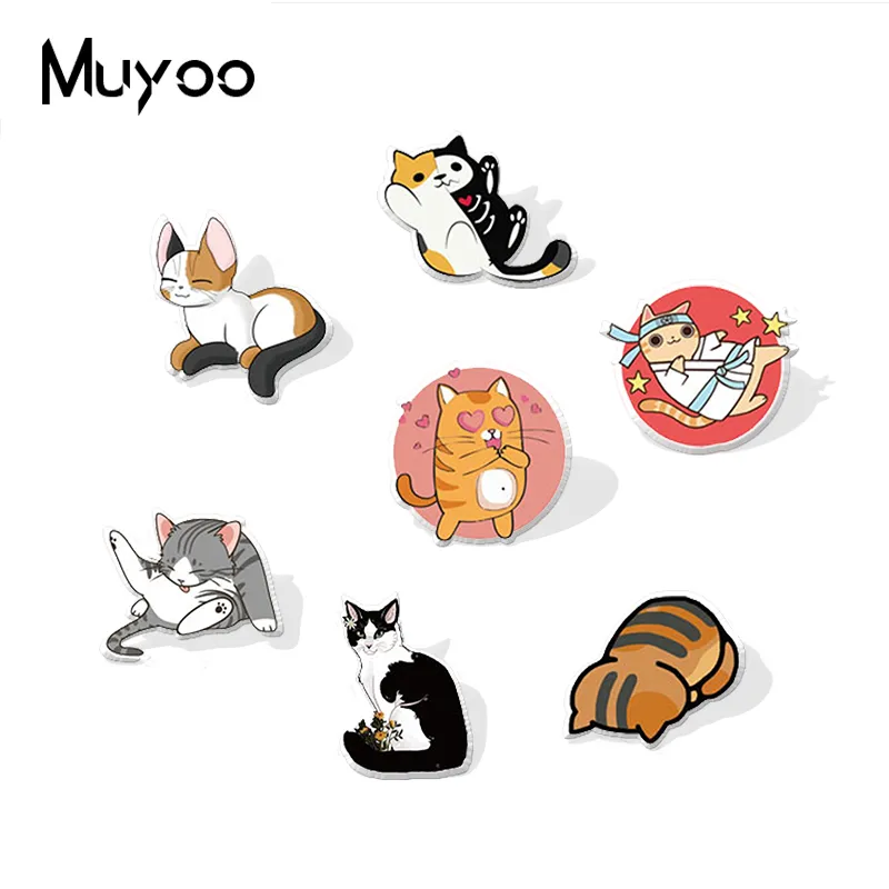 Neue Ankunft Lustige Anime Cartoon Tier Katze Kätzchen Acryl Anstecknadeln Epoxidharz Abzeichen Pin Geschenke