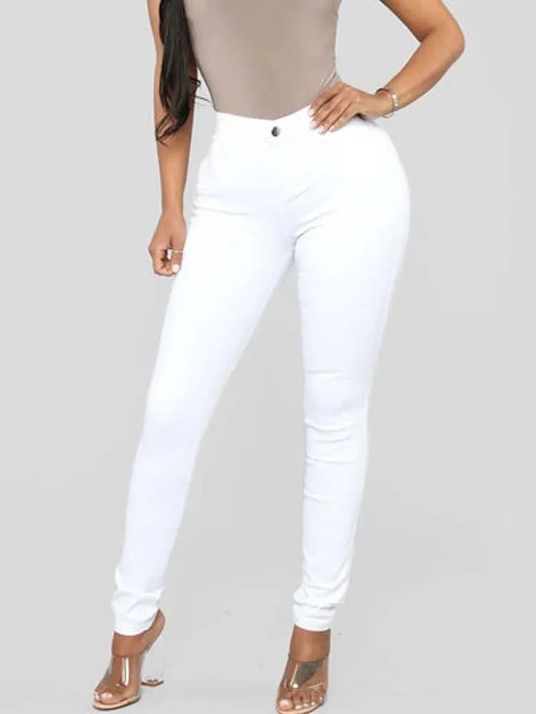 Kot 2022 Elastik Skinny Jeans kadın yüksek bel kot pantolon kadınlar için siyah beyaz kot pürüzlü kot pantolon kadınlar için