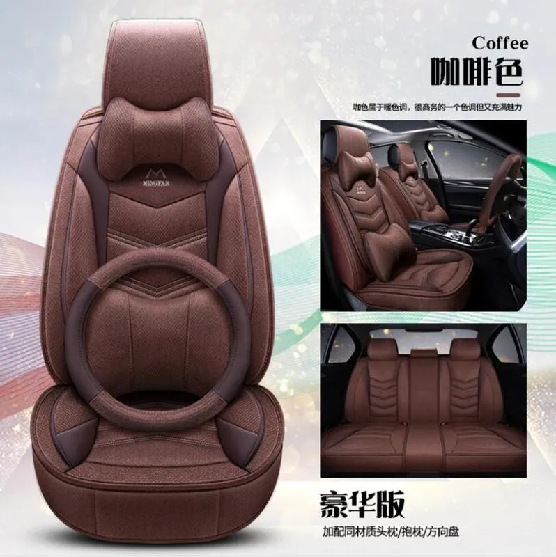 Car Seat Covers High Quality Special Flax Leather Cover For All Models Qashqai Note Teana Tiida Almera X-trai Auto AccessorieCar CoversCar
