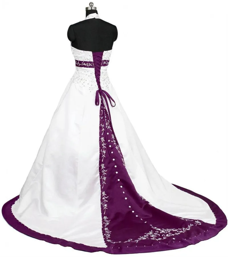 Economize muito em Vestidos De Noiva Do Espartilho Gótico Branco Vestido De  Noiva Gótico Branco E Azul Branco Elegante: Retro Bordado Espartilho Em