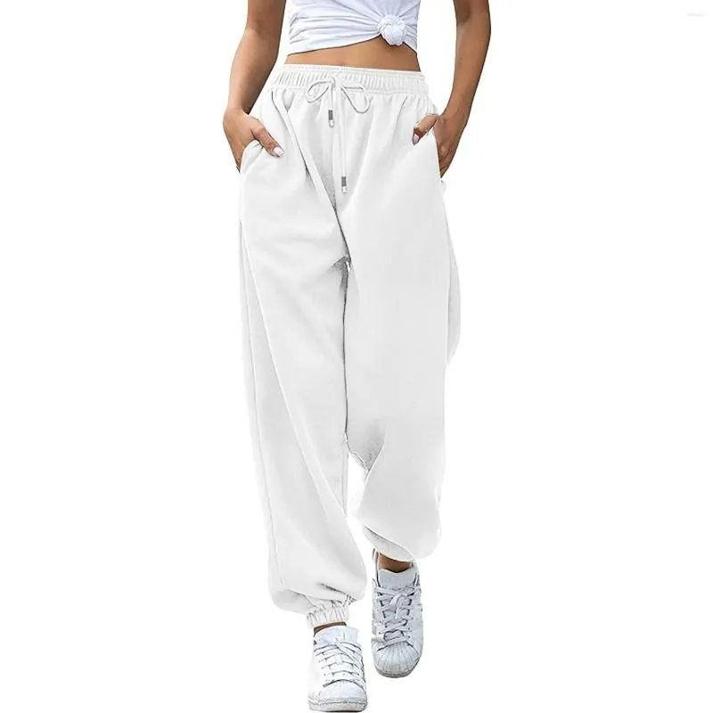 Pantalons pour femmes femmes décontracté mode cordon pantalons de survêtement Joggers entraînement taille haute pantalon de Yoga avec poches pour grande taille