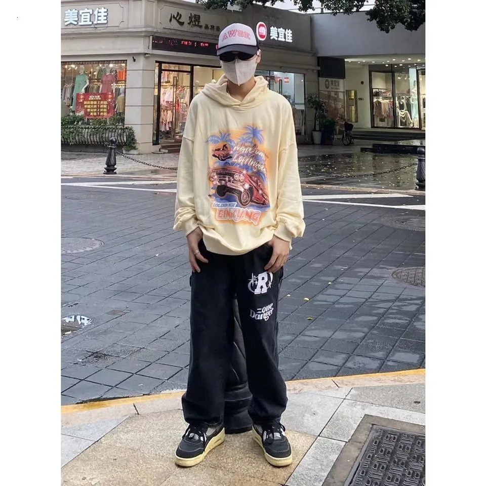 TINT EAR Mens Hiphop Jeans With Letter Embroidery, Y2K Denim