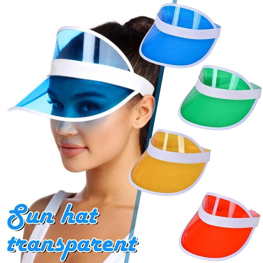 Wide Brim Hats Bucket Fashion Adjustable Summer Visor Casual Clear Plastic Screen Adult Sunscreen Cap 230517