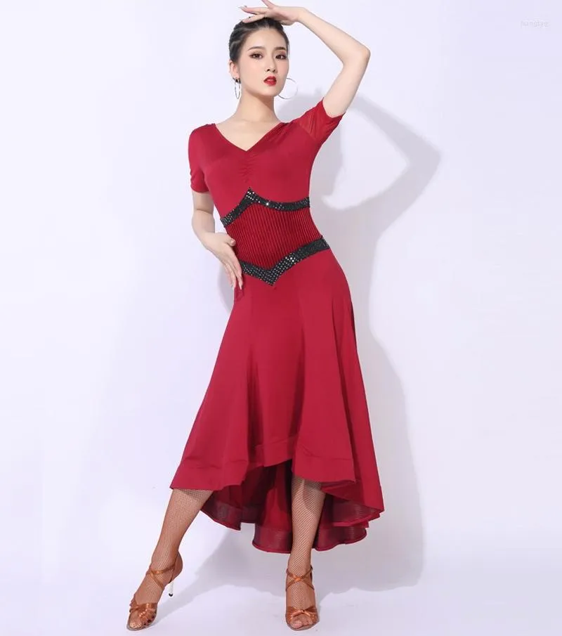 Vêtements de scène robe de bal moderne femmes Costumes de danse Standard Tango valse tenues élégante robe de bal de fête mince