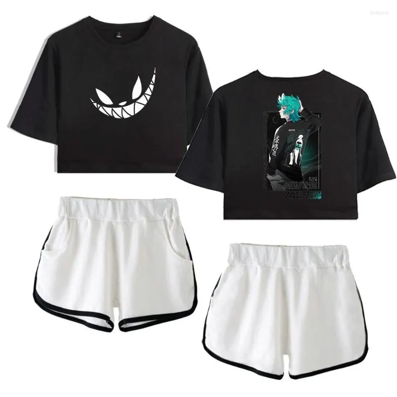 T-shirt da donna Rubius Merch Crop Top Set Design Y2K Ragazza Meraviglia cinese Due pezzi Set Kawaii Donna Casual Abbigliamento streetwear