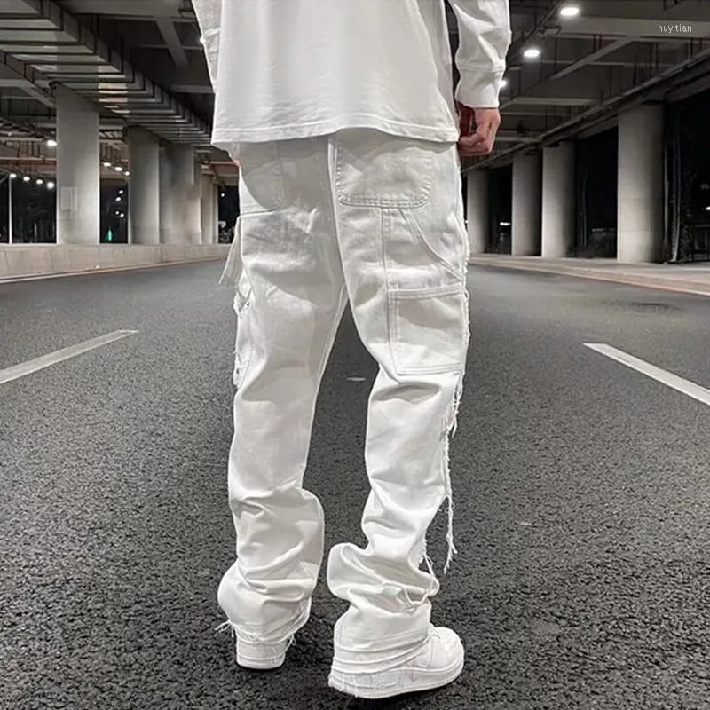 DHgate.com:Mens Ripped White Baggy Hip Hop Jeans with Side