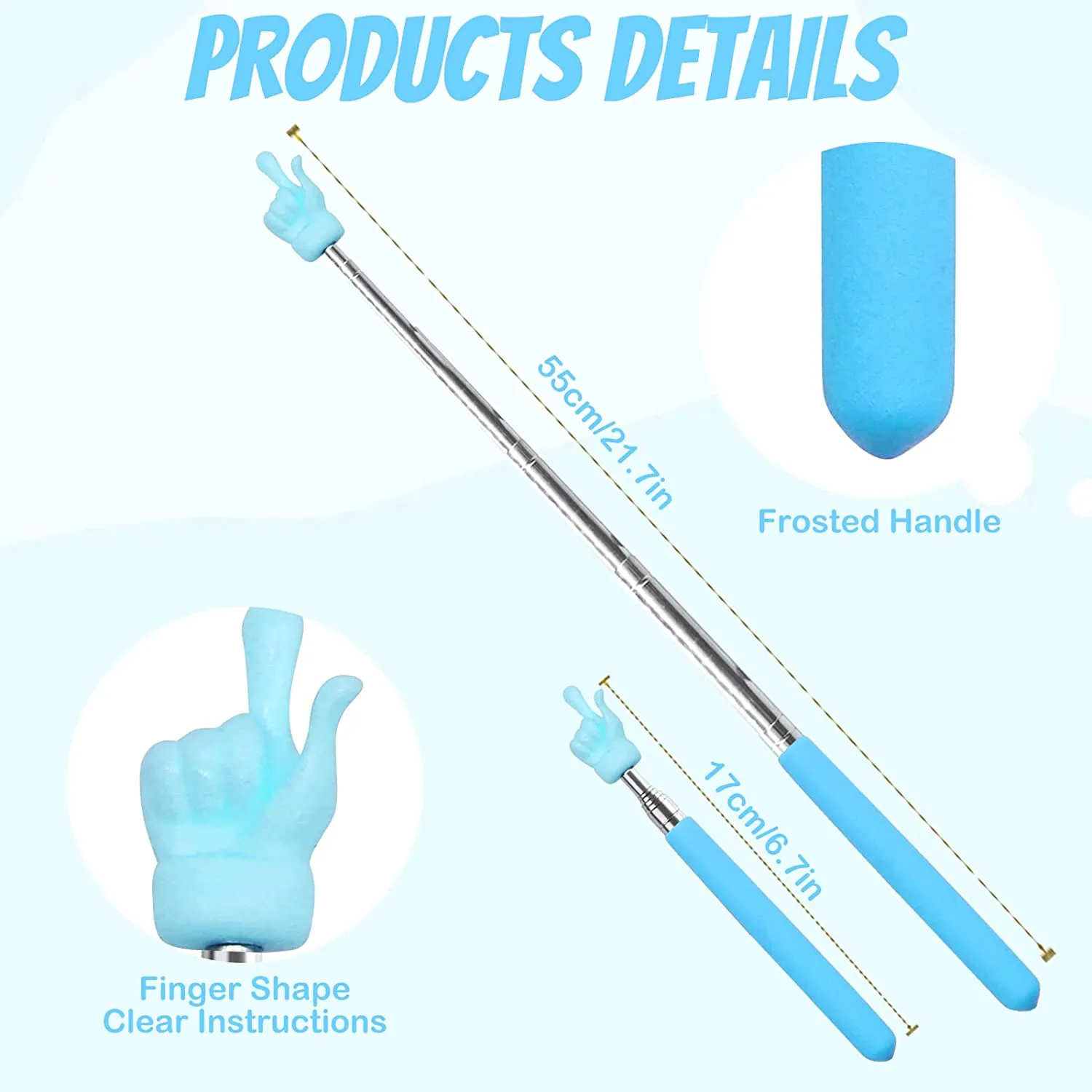 Telescopic Teacher Pointer 2-Pack - Extendable Hand Pointer Stick for ...