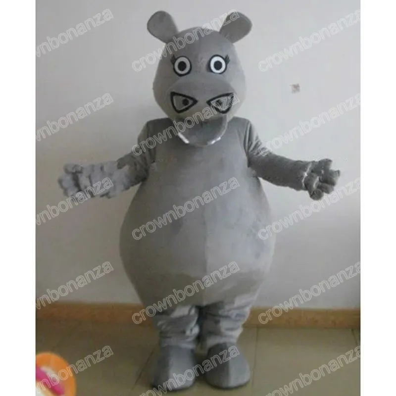 Halloween Gray Hippo Mascot Costume Cartoon anime thema karakter volwassenen maat kerst carnaval verjaardagsfeestje buitenoutfit