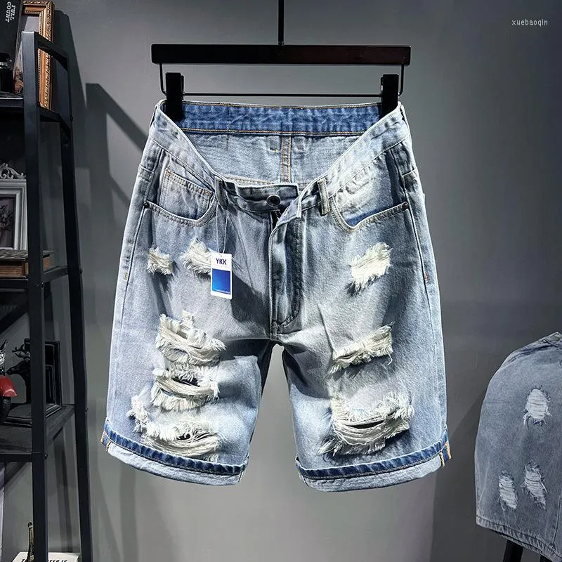 Hommes jean hommes mode trou cassé Hip Hop Denim Shorts 2023 été Streetwear Harajuku déchiré décontracté court 46 48 pantalon