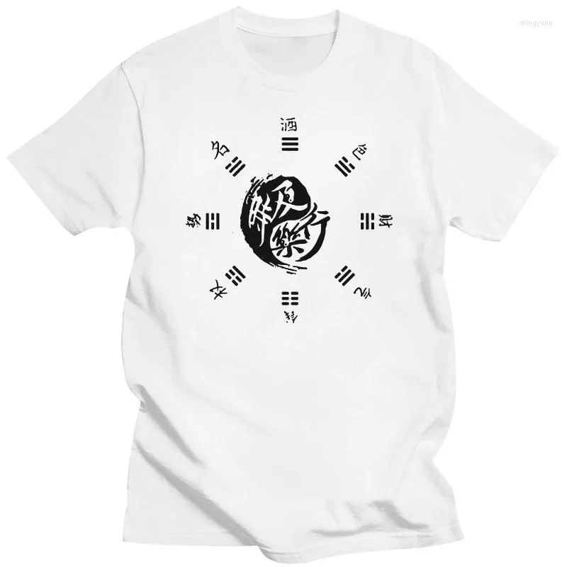 Herr t shirts 100 bomull taiji de åtta diagrammen män t-shirts design eller kläder wudang yin och yang mode sommar tshirt