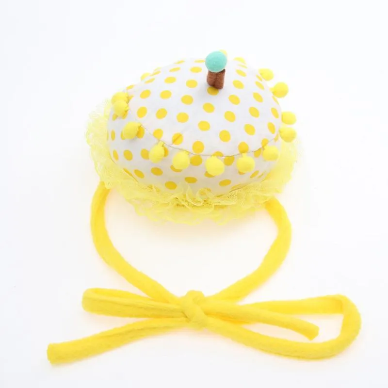 Festhattar 1pc barn födelsedag mössa tårta hatt kreativa leveranser för barn pojkar flickor (gul prick lämplig