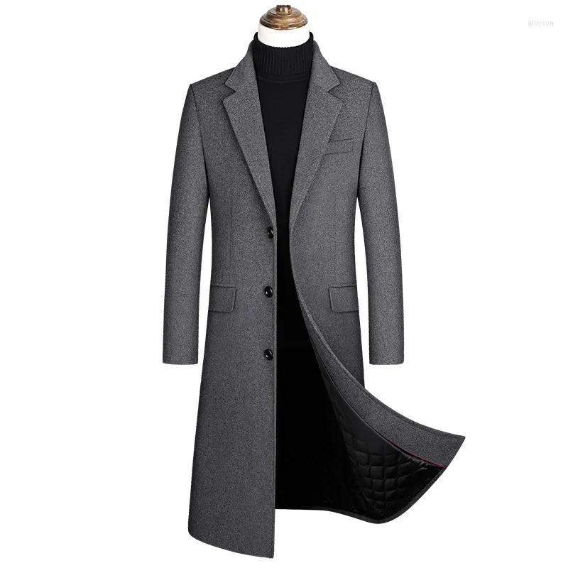 Männer Wolle 2023 Extra Lange Trenchcoat Slim Fit Woolen Peacoat Windjacke Homme 4XL Männlichen Winter Marke Herren Kaschmir