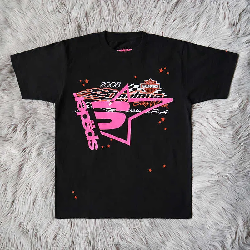 Men's T-Shirts Fashion Young Thug Sp5der 555555 designer High Quality Pink Young Bandit Vintage 1 Spider Web Pattern Women Clothing