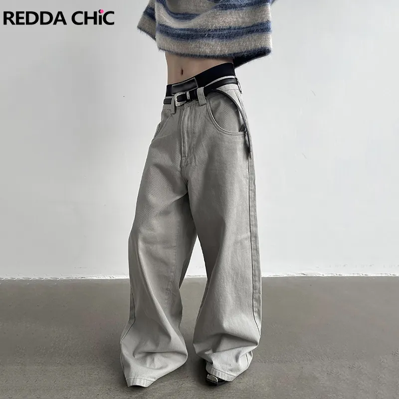 Mens Jeans Reddachic Icon 90 -talets skater baggy drar golvlong denim grå vanlig casual breda byxor byxor män kvinnor acubi mode 230516