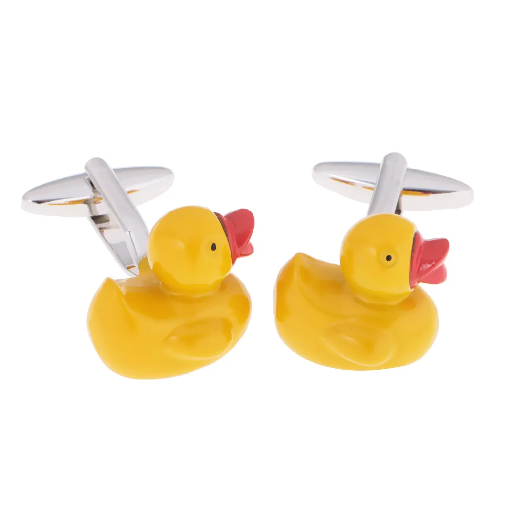 Mignon jaune canard canard boutons de manchette heure du bain mode hommes chemise bijoux ornements Animal amant bijoux fantaisie