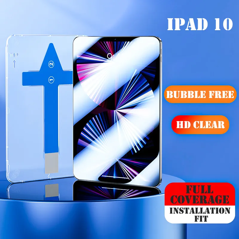 Proteggi schermo trasparente per iPad Pro Air 11 12.9 Mini 4 5 6 pollici Tablet Pellicola in vetro temperato con kit di installazione Easy Install quick fit