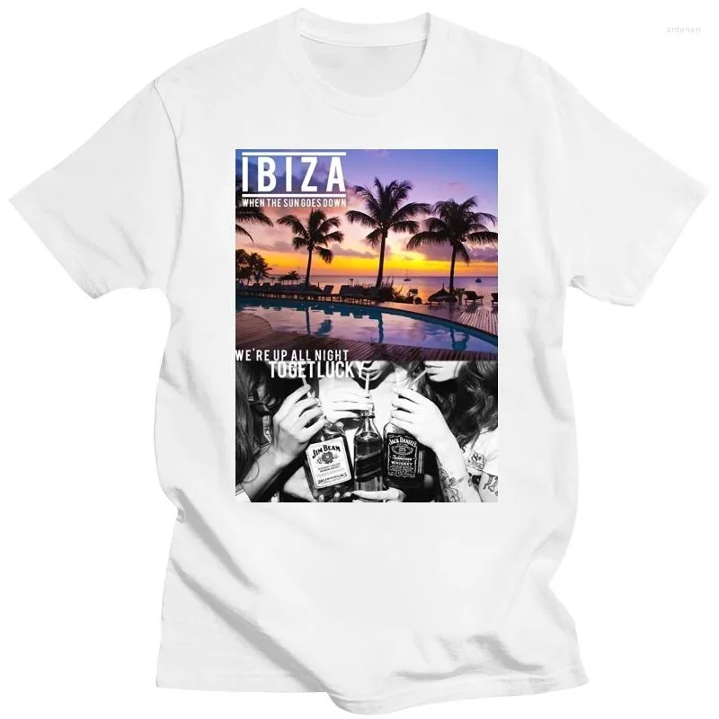 Erkek Tişörtleri Ibiza Güneş Gittiğinde Erkek Gömlek Yaz Baskılı Günlük Baskı